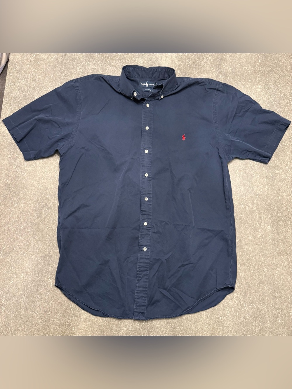 Ralph Lauren Navy Button-Down Shirt with Red Pony